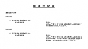 個別注記表の改訂